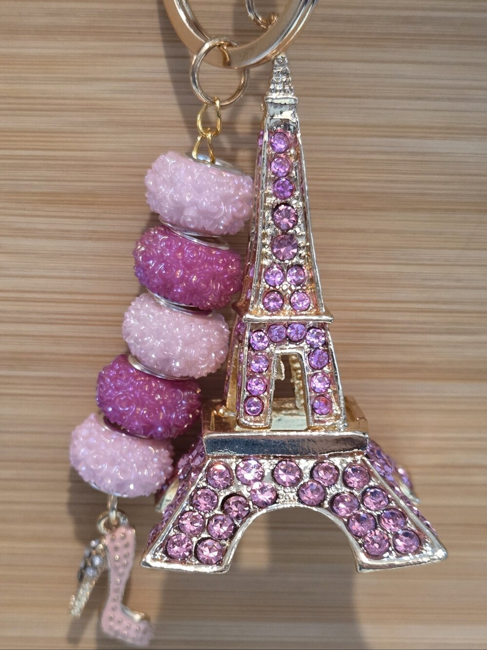 🗼 Sparkly Pink Rhinestone Eiffel Tower Keychain / Purse Charm - Picture 12 of 16